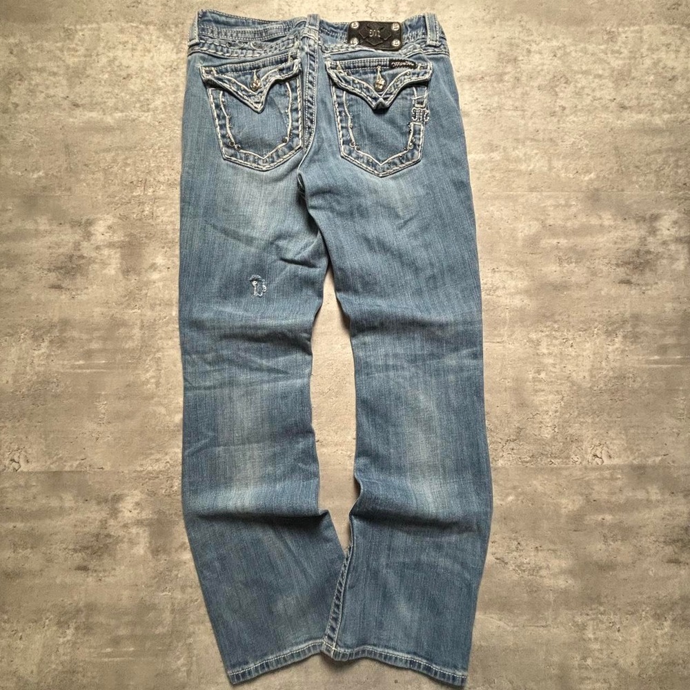 Miss Me Bootcut Jeans Women 28 Blue Low Rise Y2K Embellished Fade J418